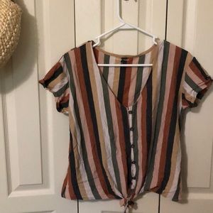 Striped tie blouse